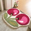 Bazasa Cherry Bath Mat 19.6"x 23.6" in Pink Bathroom Rug