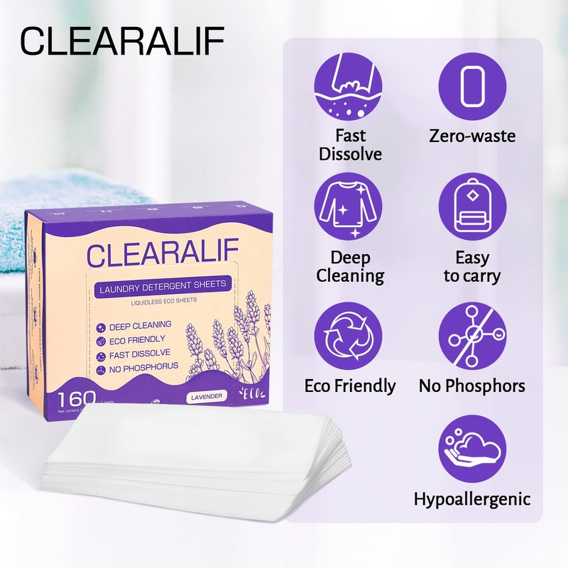 CLEARALIF Laundry Detergent Sheets 80 Sheets (Up to 160 Loads),