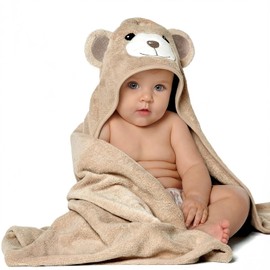 MINIBOO Bamboo Hooded Towel Baby - Soft, Absorbent Baby Bath Towel with Hood for Newborns, Toddlers and Children - Hypoallergenic Baby Towel