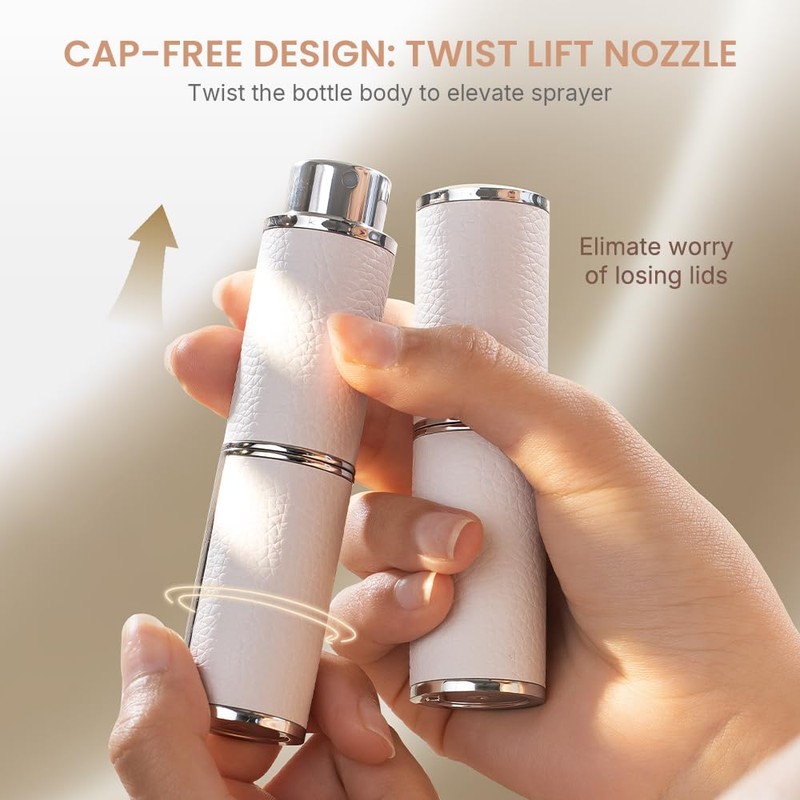 Cryslora Perfume Atomiser, Rotary Press Leather Refillable Perfume Bottle, High-End