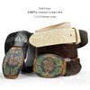 Western Fashion Style Floral Engraved Buckle Full Grain Genuine Leather