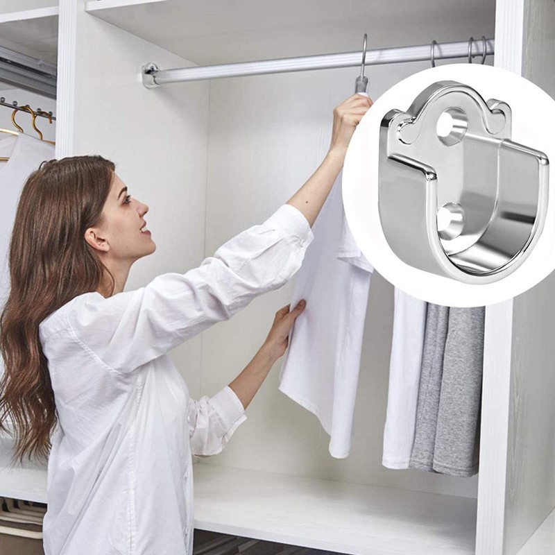 TA-VIGOR 2Pcs Wardrobe Closet Rod Bracket, U Shaped Zinc Alloy