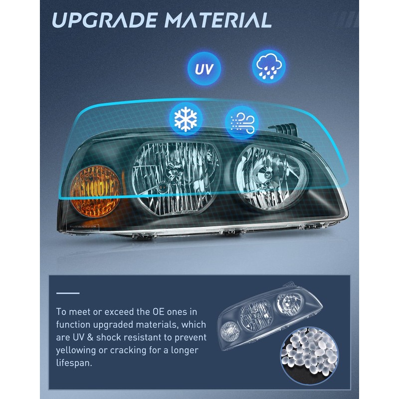 Nilight Headlight Assembly Compatible with 2004 2005 2006 Hyundai Elantra