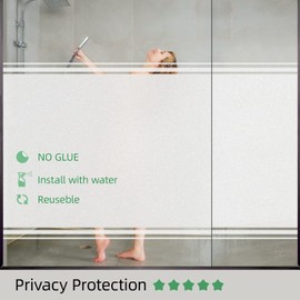 Window Privacy Film Frosted Glass Window Film Sun Blocking Window Tinting Film for Home, Static Clings Removable Frosting Bathroom Door Window Covering, White,35.4 Inch x 98.42 Inch