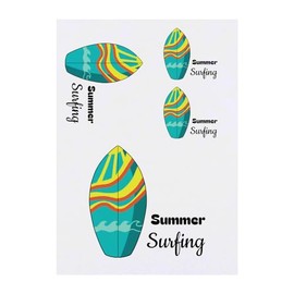 Azeeda 4 x 'Sommer Surfen' Temporäre Tattoos - Wasserfest, Hautfreundlich & Ungiftig · Transfers in Verschiedenen Größen (TO00073772)