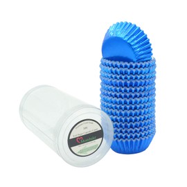 Mombake Mini Blue Foil Cupcake Liners Muffin Baking Cups for Party and More, 300-Count