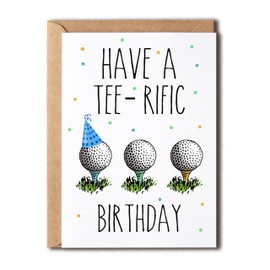 OystersPearl Have A Tee-Rific Birthday Card - Gift For Golfer - Golf Birthday Card - Birthday Gift For Men - Golf Gift - Meaningful Gift Cards - Sports Lover Gift Card