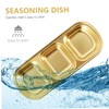 HOOTNEE 2pcs Stainless Steel Seasoning Dish with Three Compartments Sauce