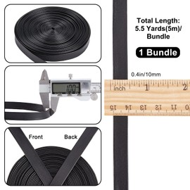 GORGECRAFT 5 m Folding Leather Strips Leather Trim Ribbon Black Grained Lychee Faux Leather Ribbon 10 mm Wide Flat Leather Cord for DIY Sewing Hemming Crafts Jewellery Making