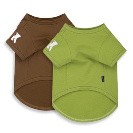 Koneseve Dog Shirts 2 Pack Soft Comfortable Clothes for Small Medium Dogs Brown & Avocado Green 3XL