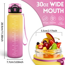 Drinking Bottle, 1000 ml BPA-Free, Water Bottle, Leak-Proof Lock Design, Drinking Bottles, with Time Stamp, Children's Drinking Bottle, Leak-Proof for School, Yoga, Camping, Water Bottle Children