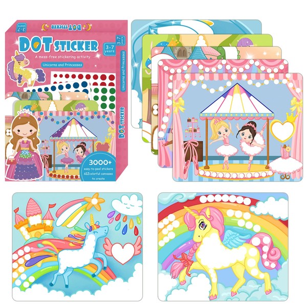Weipbwor DIY Dot Sticker Art Craft, 12 Unicorn and Princess