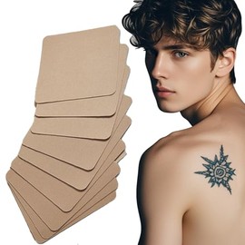 Tattoo Cover Up Tape, 10 PCS Ultra Thin Patches for Concealing Tattoos, Scars, Birthmarks, Invisible, Waterproof, Breathable Makeup Skin Tone Concealer Stickers for Flawless Coverage (10x10cm,D brown)