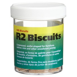 wolfcraft 2994404 Compressed Wafer Shaped Wood Joining Biscuits for Joining Wood Pieces, #R2, 100 Piece Jar