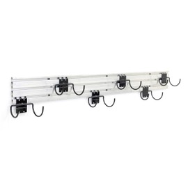 VICTORY DISPLAY & STORE FIXTURE MFG One (1) 48inch Wide Aluminum Slatwall Panel and Pack of Six (6) Premier Large Heavy-Duty Drill Utility Hooks - for Garages and Workshops for Storage - Made-in-USA