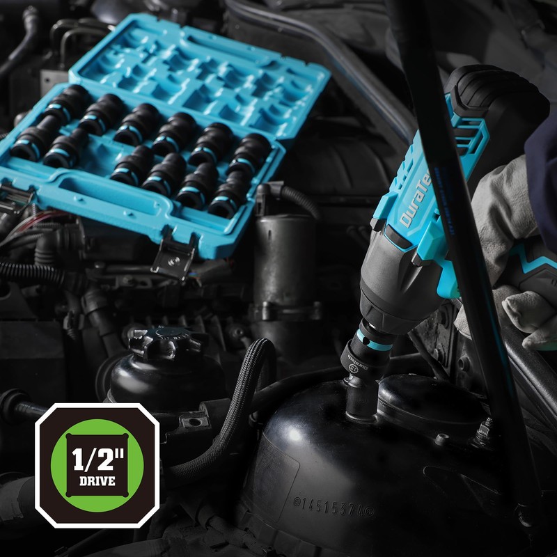 DURATECH 1/2" Drive Impact Swivel Socket Set, 13-Piece Shallow Wobble