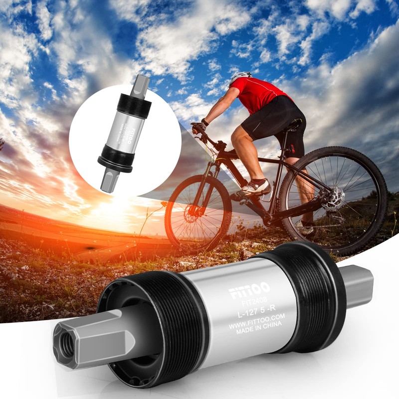 FITTOO Bike Bicycle Bottom Bracket, BB Axle, Square Tapered Crank
