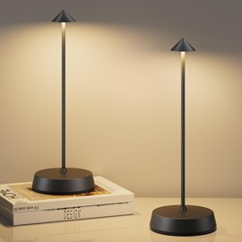 Jesiley Cordless LED Table Lamp Rechargeable Battery Operated 6000mAh Touch Dimmable Lamp IP54 Waterproof Portable Wireless Table Light for Home Restaurant Bar Indoor/Outdoor (Black-2PC)
