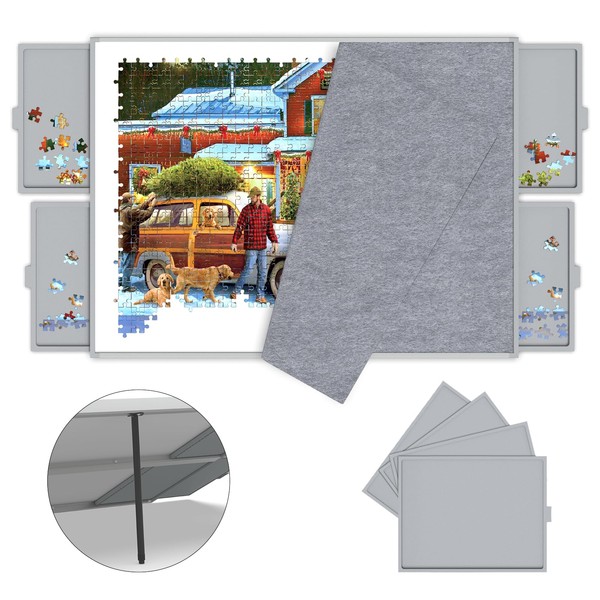 Puzzle Board 1500 Pieces,Jigsaw Puzzle Board with Adjustable Tilting Pole,Jigsaw