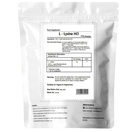 UKHealthHouse L-Lysine Powder, High Potency Essential Amino Acid, Vegan, Food Supplement, Premium Amino Acid Range, Essential Amino Acid, Gluten Free (250g)