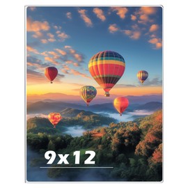 Wbtran 9 x 12 Acrylic Picture Frame, Horizontal/Vertical Clear Photo Frame for Wall with Tape, No Drilling Floating Hanging Frameless Picture Frame, Wall Mount Sign Holder for Home, School, Office