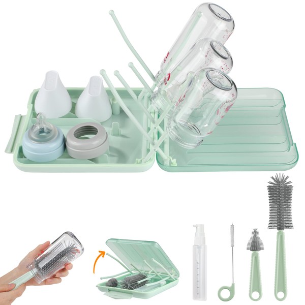 Bottle Brush Set -Baby Travel Essential-6 in 1 Bottle Cleaner