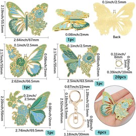 SOFPLATE 1 Box 4 Pack Cute Butterfly Keychains Bulk Alloy Enamel Butterfly Key Chains Party Wedding Favor Pendants with Rotatable Metal Keyring Jump Ring Kits for Keychains Making Women Backpacks