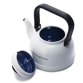DEAN & DELUCA Enamel Kettle, White, 0.4 gal (1.6 L), Induction Compatible, Direct Fire, Camping, 8.5 x 7.7 x 6.3 inches (21.5 x 19.5 x 16 cm)