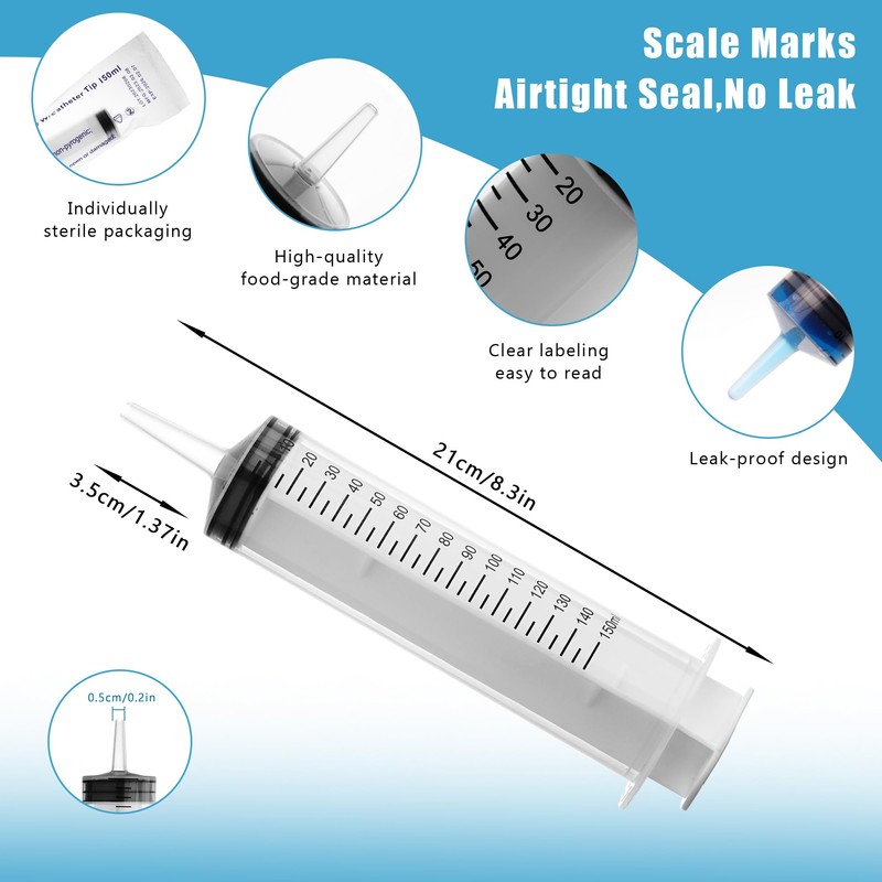 150 ml Large Syringe Plastic, Pet Feeding Syringe Sterile Packaging