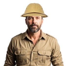 Vaulted Skulls & Co Pith Hat | Safari Hat | Pith Helmet | Explorer Hats | Army Helmet | Jungle Costume | Archeologist Costume | Adventure Cap (Tan)