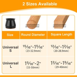 24 pcs Black Chair Leg Floor Protectors, Furniture Felt Pads Silicone Covers caps for Chairs,Chair Leg Protectors for Hardwood Floors (Fit Round Diameter 15/16" to 1-5/16")