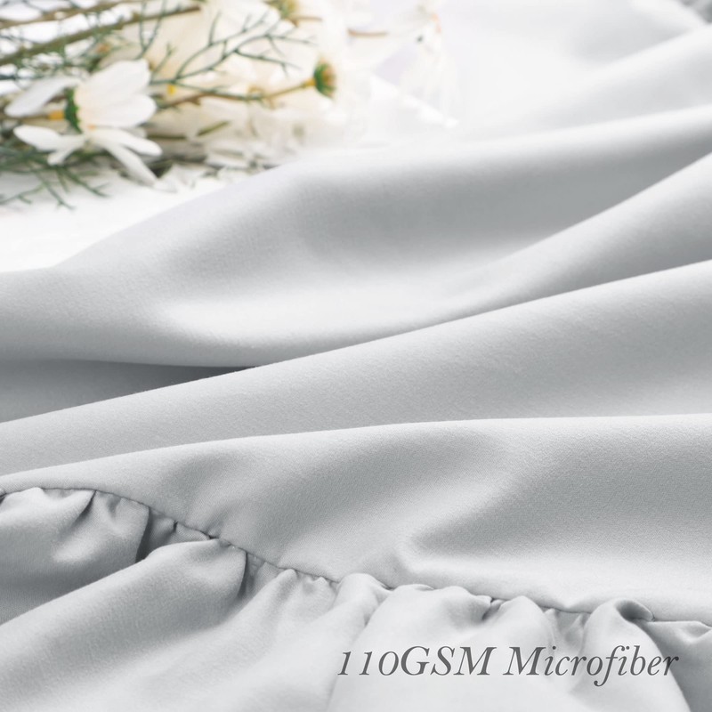 PiccoCasa Brushed Ruffle Pillowcases 2 Pack, Soft Breathable Pillow Covers