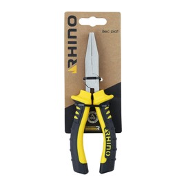 Rhino Flat Nose Pliers 160mm Universal Made of High Quality Steel Length 160mm 2 Material Handle Long Life