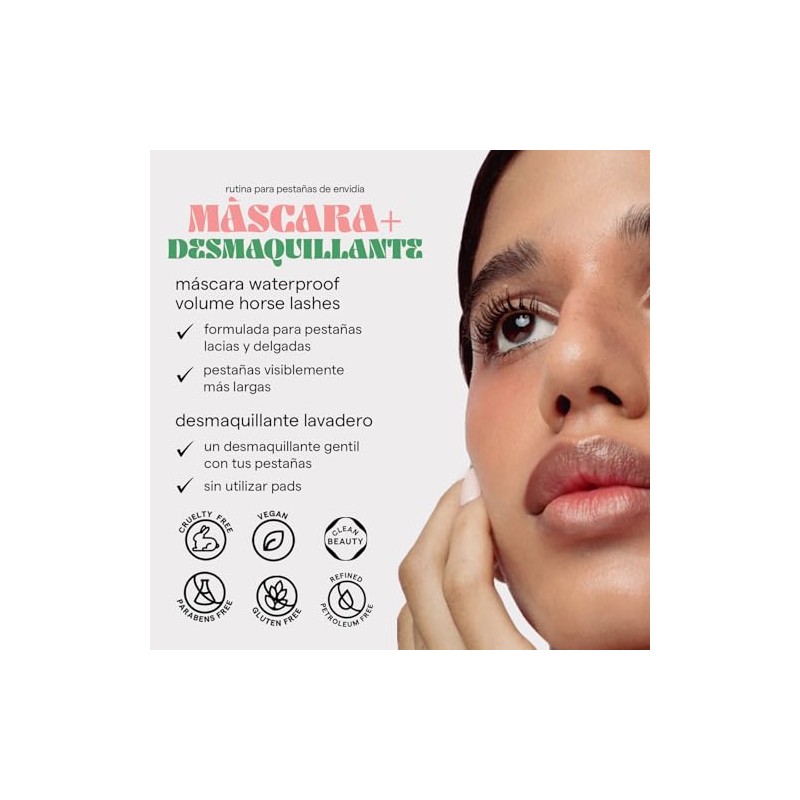 SARELLY, Kit Ojos, Máscara de Pestañas Volume Horse Lashes Desmaquillante