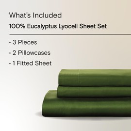 Sijo AiryWeight Tencel Sheet Set, 100% Lyocell Derived from Eucalyptus, Buttery Soft, Architectural Digest 2022 Best Cooling Sheets Winner - 3pc - 2 Pillowcases 1 Fitted (Forest, King)