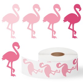 CNhoqc Summer Flamingo Stickers Roll - 1000pcs Summer Silhouette Flamingo Sticker Roll Tropical Pink Animal Decorative Stickers Waterbottle Scrapbook Giftwrap Student Awards Incentives Bullet Journal