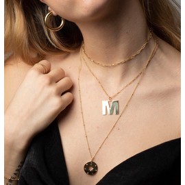 CANEVINKA 18K Gold Oval Link Chain Choker North Star Charm Short Adjustable Layering Necklace Minimalist Jewelry for Women 16’’