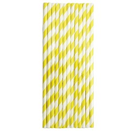 Kleiner Panda - Paper Straws - 25 Pieces 19.7 cm - Colourful Drinking Straws Party Organic (Yellow/White)