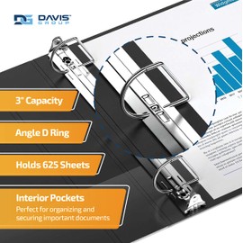 QUICKFIT 3-Inch Heavy-Duty Binder, Double-Hinged, D-Ring, Finger-Hole, Black (28051)