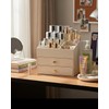 VLANDO 3-Layer Makeup Organizer with 2 Large Drawers for Vanity,Beige
