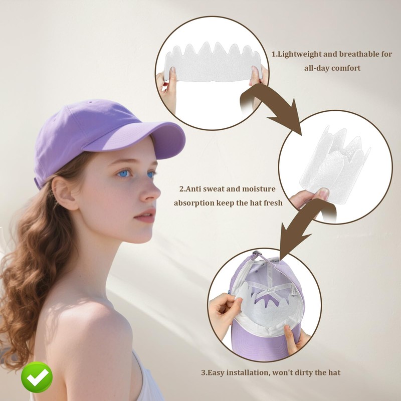 12 Pcs White Felt Hat Sweat Liner Sports Sweat Protector