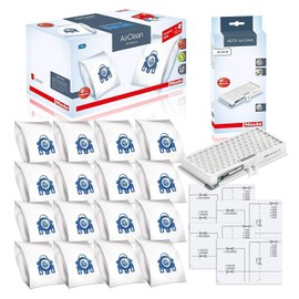 Miele Performance Pack 16 Type GN AirClean 3D Efficiency Genuine FilterBags + Genuine AH30 HEPA Filter + 4 Genuine Pre-Motor Protection Filters