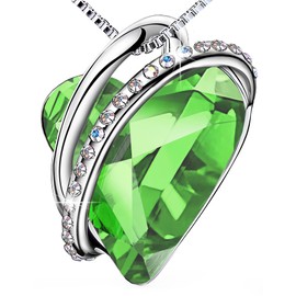 prino Love Heart Necklaces for Women,Silver Plated Pendant with Birthstone Crystals,Jewelry Gifts for Wife,Mom on Mother's Day,Anniversary,Birthday, Christmas,Valentine's day