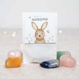annaundfelix 5X Glücksstein Ostern • Ostergeschenk Osterkorb Tischdeko Geschenk Ostern • Glücksbringer Kinder Erwachsene • Geschenkidee Karte • Glücksbringer Stein zu Ostern (5X Glücksstein)