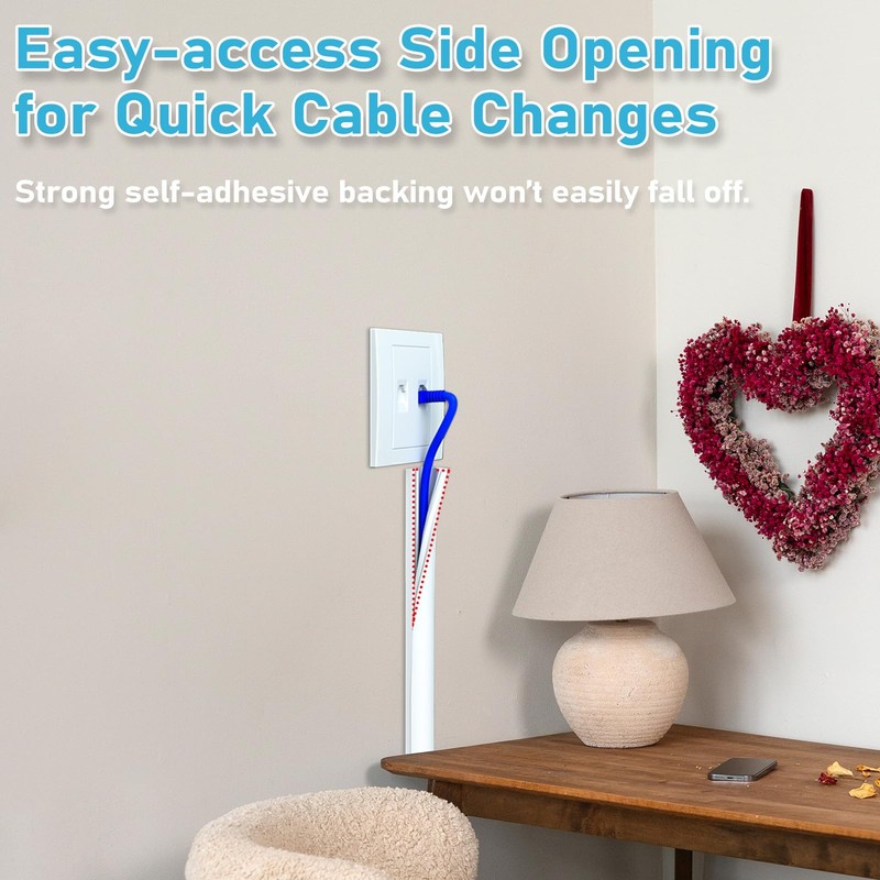78" Cord Hider Wall, Self Adhesive Silicone Cord Covers for