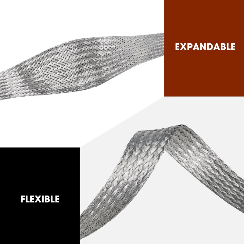 Wire Shielding Tinned Copper Braid Cable Sleeve Ground Straps EMI
