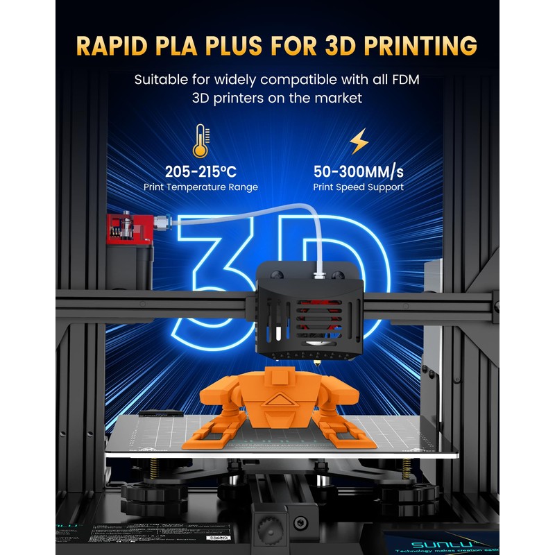 SUNLU PLA+2.0 3D Printer Filament Bundle, Multicolor PLA+ Filament 1.75mm,
