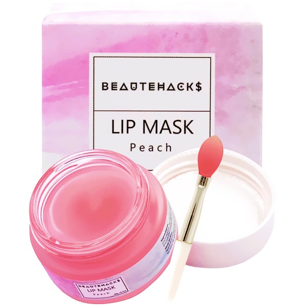 YUGLO Moisture & Collagen Booster Lip Sleeping Mask - Treatment to Restore, Hydrate & Plump Dry Chapped Lips - Peach