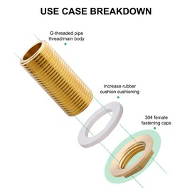 Pack of 6 Flange Hex Lock Nuts, 3/8 Inch Flange Female Thread Brass Hex Nut, Tap Sanitary Fitting Nut for Bathroom Sink Sanitary Fittings Accessories