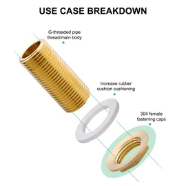 Pack of 6 Flange Hex Lock Nuts, 3/8 Inch Flange Female Thread Brass Hex Nut, Tap Sanitary Fitting Nut for Bathroom Sink Sanitary Fittings Accessories